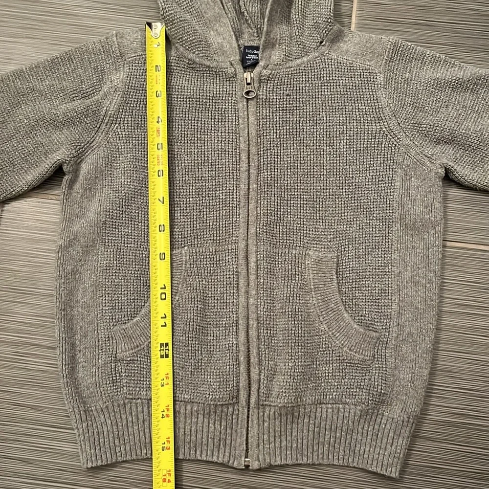 Baby Gap Toddler Gray Hooded Zippered Sweater Sz 3 Years‎ Knit Pockets 3T FLAW